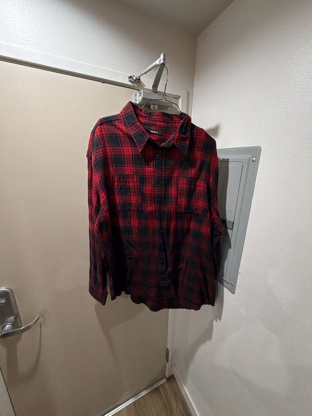 Fashion Nova Flannel Shirt Red Black Plaid